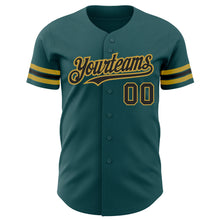 Load image into Gallery viewer, Custom Midnight Green Black-Old Gold Authentic Baseball Jersey
