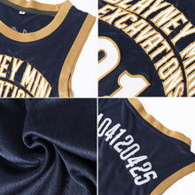 Laden Sie das Bild in den Galerie-Viewer, Custom Navy White-Old Gold Authentic Throwback Basketball Jersey

