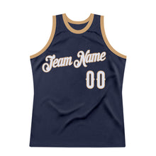 Загрузить изображение в средство просмотра галереи, Custom Navy White-Old Gold Authentic Throwback Basketball Jersey
