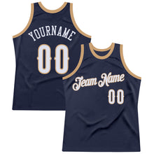 Загрузить изображение в средство просмотра галереи, Custom Navy White-Old Gold Authentic Throwback Basketball Jersey
