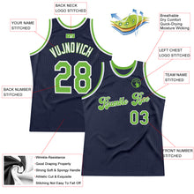Laden Sie das Bild in den Galerie-Viewer, Custom Navy Neon Green-White Authentic Throwback Basketball Jersey
