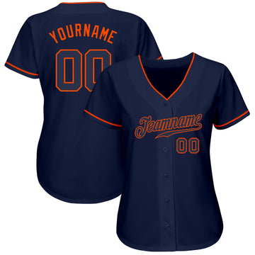 Custom Navy Navy-Orange Authentic Baseball Jersey