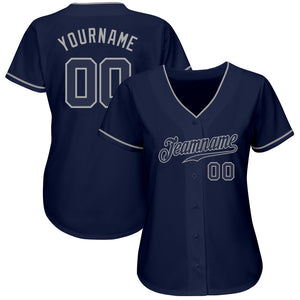 Custom Navy Navy-Gray Authentic Baseball Jersey