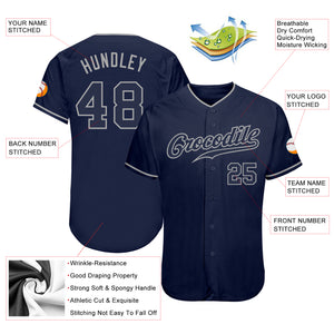 Custom Navy Navy-Gray Authentic Baseball Jersey