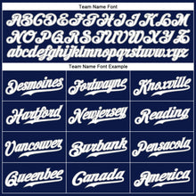 Load image into Gallery viewer, Custom Navy White Pinstripe White-Gray Authentic Baseball Jersey
