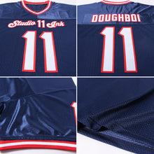 Laden Sie das Bild in den Galerie-Viewer, Custom Navy White-Red Mesh Authentic Throwback Football Jersey
