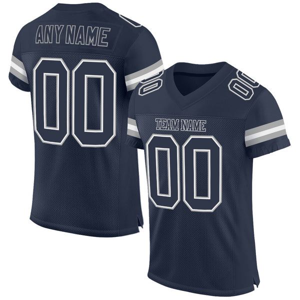 Custom Navy Navy-White Mesh Authentic Football Jersey