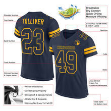 Load image into Gallery viewer, Custom Navy Navy-Gold Mesh Authentic Football Jersey
