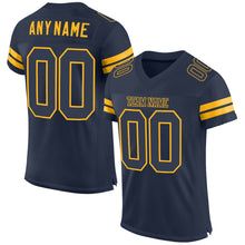 Load image into Gallery viewer, Custom Navy Navy-Gold Mesh Authentic Football Jersey
