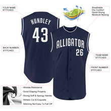 Charger l&#39;image dans la galerie, Custom Navy White Authentic Sleeveless Baseball Jersey
