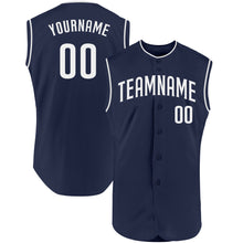 Charger l&#39;image dans la galerie, Custom Navy White Authentic Sleeveless Baseball Jersey
