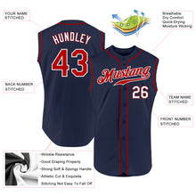 Load image into Gallery viewer, Custom Navy Red-White Authentic Sleeveless Baseball Jersey
