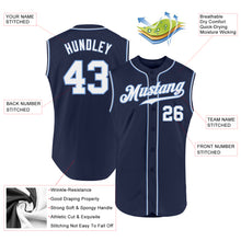 Charger l&#39;image dans la galerie, Custom Navy White-Light Blue Authentic Sleeveless Baseball Jersey
