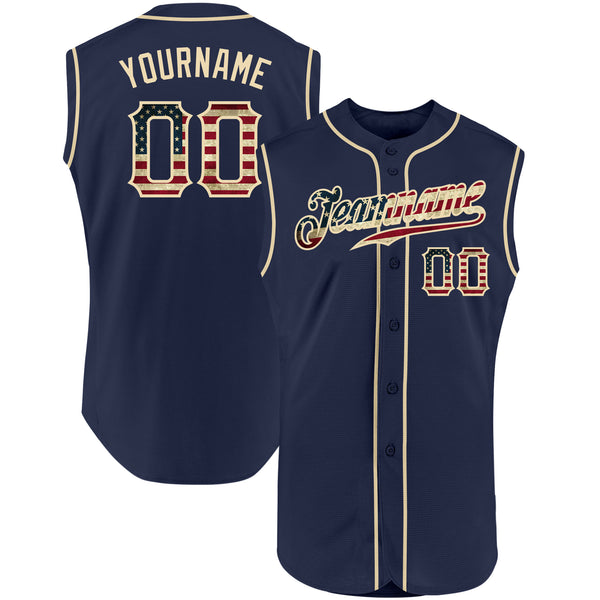 Cheap Custom Navy Vintage USA Flag-Cream Authentic Sleeveless Baseball  Jersey Free Shipping – CustomJerseysPro