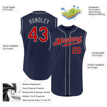 Load image into Gallery viewer, Custom Navy Red-Gray Authentic Sleeveless Baseball Jersey
