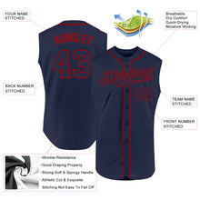 Load image into Gallery viewer, Custom Navy Navy-Red Authentic Sleeveless Baseball Jersey
