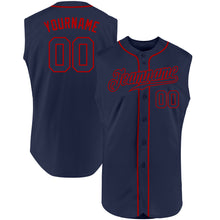 Load image into Gallery viewer, Custom Navy Navy-Red Authentic Sleeveless Baseball Jersey
