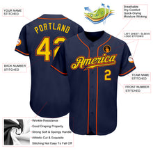 Charger l&#39;image dans la galerie, Custom Navy Gold-Orange Authentic Baseball Jersey
