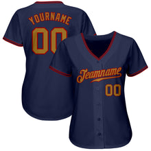 Load image into Gallery viewer, Custom Navy Old Gold-Red Authentic Baseball Jersey
