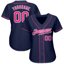 Laden Sie das Bild in den Galerie-Viewer, Custom Navy Pink-White Authentic Baseball Jersey
