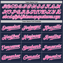 Load image into Gallery viewer, Custom Navy Pink-White Authentic Baseball Jersey
