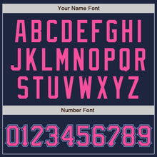Load image into Gallery viewer, Custom Navy Pink-Light Blue Authentic Baseball Jersey
