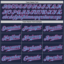 Load image into Gallery viewer, Custom Navy Pink-Light Blue Authentic Baseball Jersey
