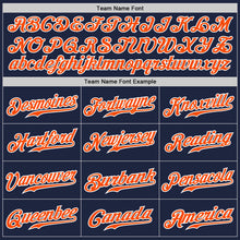 Load image into Gallery viewer, Custom Navy Orange Pinstripe Orange-White Authentic Baseball Jersey
