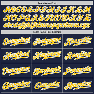 Custom Navy Gold Pinstripe Gold-White Authentic Baseball Jersey