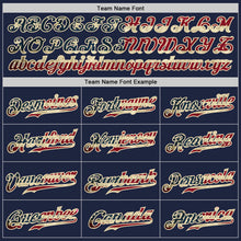 Laden Sie das Bild in den Galerie-Viewer, Custom Navy White Pinstripe Vintage USA Flag-Cream Authentic Baseball Jersey
