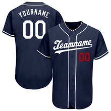 Charger l&#39;image dans la galerie, Custom Navy White-Red Authentic Baseball Jersey
