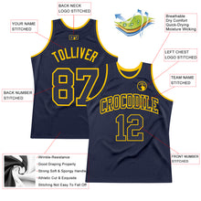 Laden Sie das Bild in den Galerie-Viewer, Custom Navy Navy-Gold Authentic Throwback Basketball Jersey
