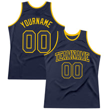 Laden Sie das Bild in den Galerie-Viewer, Custom Navy Navy-Gold Authentic Throwback Basketball Jersey
