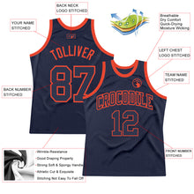 Laden Sie das Bild in den Galerie-Viewer, Custom Navy Navy-Orange Authentic Throwback Basketball Jersey
