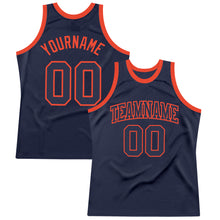 Laden Sie das Bild in den Galerie-Viewer, Custom Navy Navy-Orange Authentic Throwback Basketball Jersey
