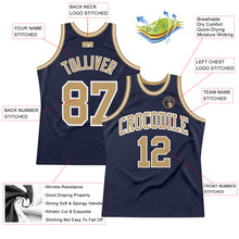 Laden Sie das Bild in den Galerie-Viewer, Custom Navy Old Gold-White Authentic Throwback Basketball Jersey
