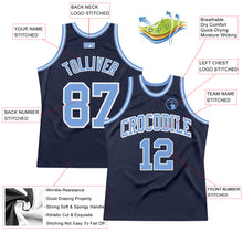 Load image into Gallery viewer, Custom Navy Light Blue-White Authentic Throwback Basketball Jersey
