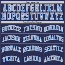 Load image into Gallery viewer, Custom Navy Light Blue-White Authentic Throwback Basketball Jersey
