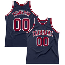 Load image into Gallery viewer, Custom Navy Maroon-White Authentic Throwback Basketball Jersey

