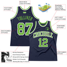 Laden Sie das Bild in den Galerie-Viewer, Custom Navy Neon Green-White Authentic Throwback Basketball Jersey
