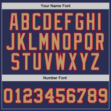 Load image into Gallery viewer, Custom Navy Old Gold-Red Authentic Throwback Basketball Jersey

