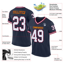 Load image into Gallery viewer, Custom Navy White-Maroon Mesh Authentic Throwback Football Jersey
