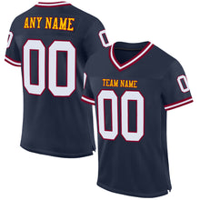 Load image into Gallery viewer, Custom Navy White-Maroon Mesh Authentic Throwback Football Jersey
