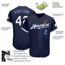 Load image into Gallery viewer, Custom Navy White-Light Blue Authentic Baseball Jersey
