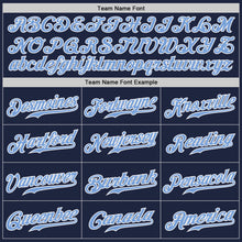 Load image into Gallery viewer, Custom Navy Light Blue-White Authentic Baseball Jersey
