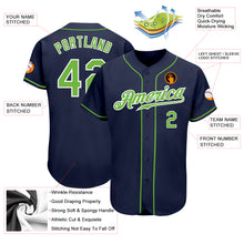 Load image into Gallery viewer, Custom Navy Neon Green-White Authentic Baseball Jersey

