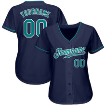 Load image into Gallery viewer, Custom Navy Teal-White Authentic Baseball Jersey
