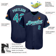 Load image into Gallery viewer, Custom Navy Teal-White Authentic Baseball Jersey
