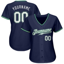 Load image into Gallery viewer, Custom Navy White-Kelly Green Authentic Baseball Jersey
