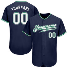 Load image into Gallery viewer, Custom Navy White-Kelly Green Authentic Baseball Jersey
